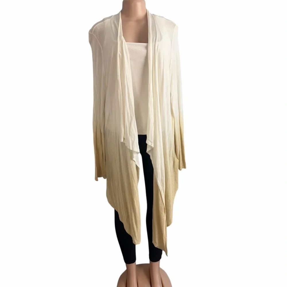 Michael Michael Kors Elegant Cream and Caramel Ombré Asymmetrical Cardigan